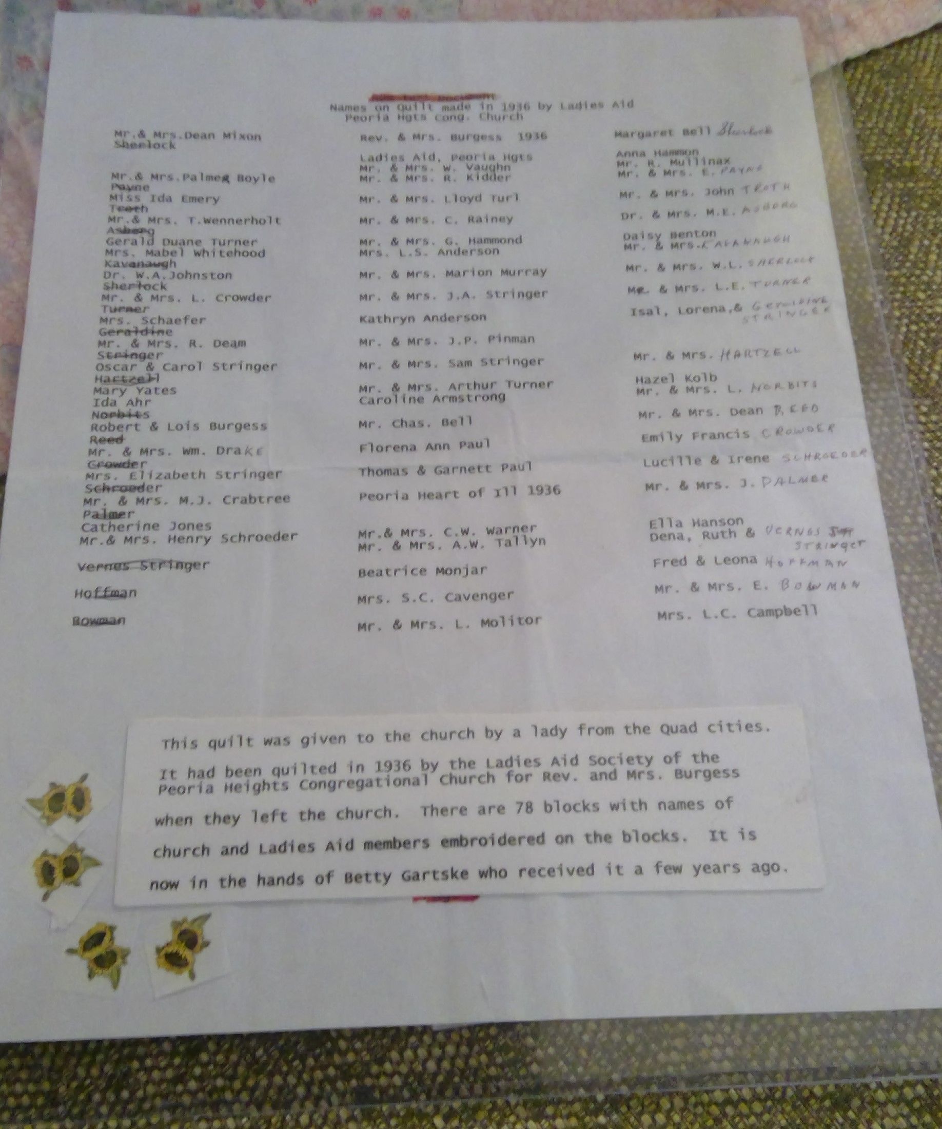 Laminated List | Anne's Anteex | Lake Ave., Peoria, IL