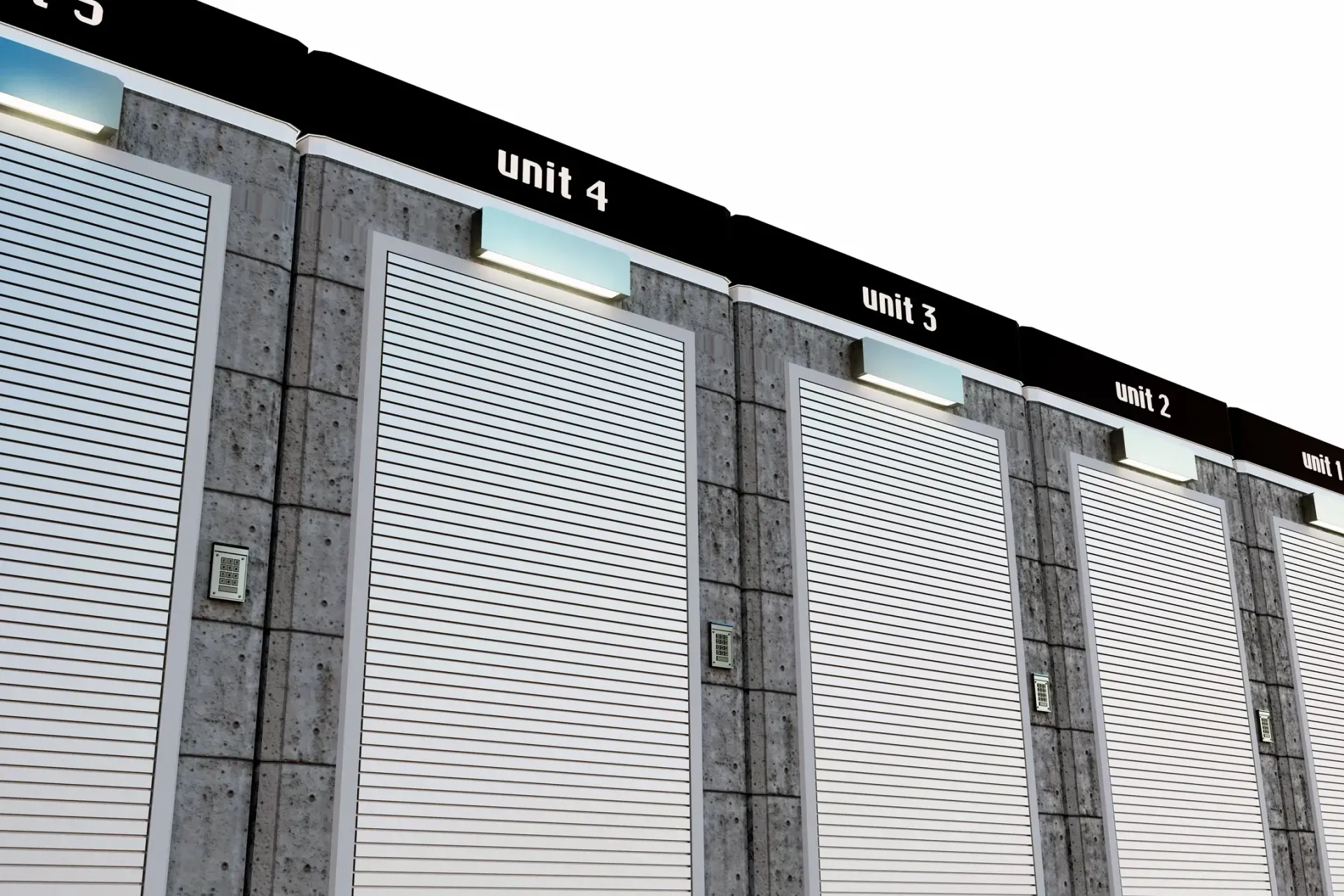 A row of lockers with a sign that says unit 4