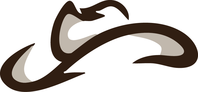 Brown cowboy hat silhouette with a light tan inside.