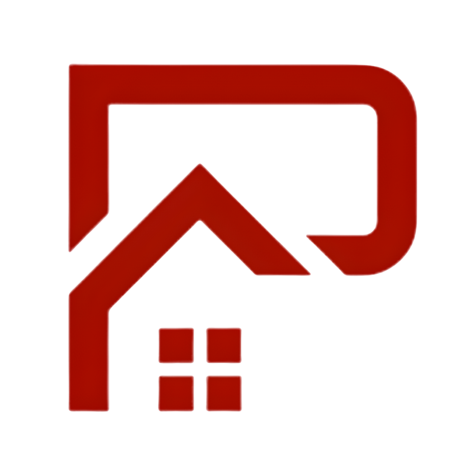 Red house and roof icon with a red speech bubble shape above it | Chad Pippin logo Springfield and Republic Realtor