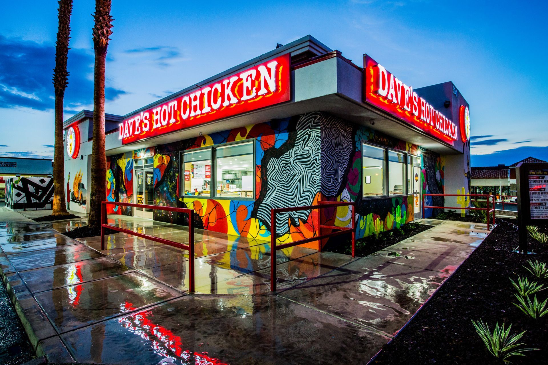Colorful chicken restaurant exterior with bright red sign on a — Las Vegas multi-family photography