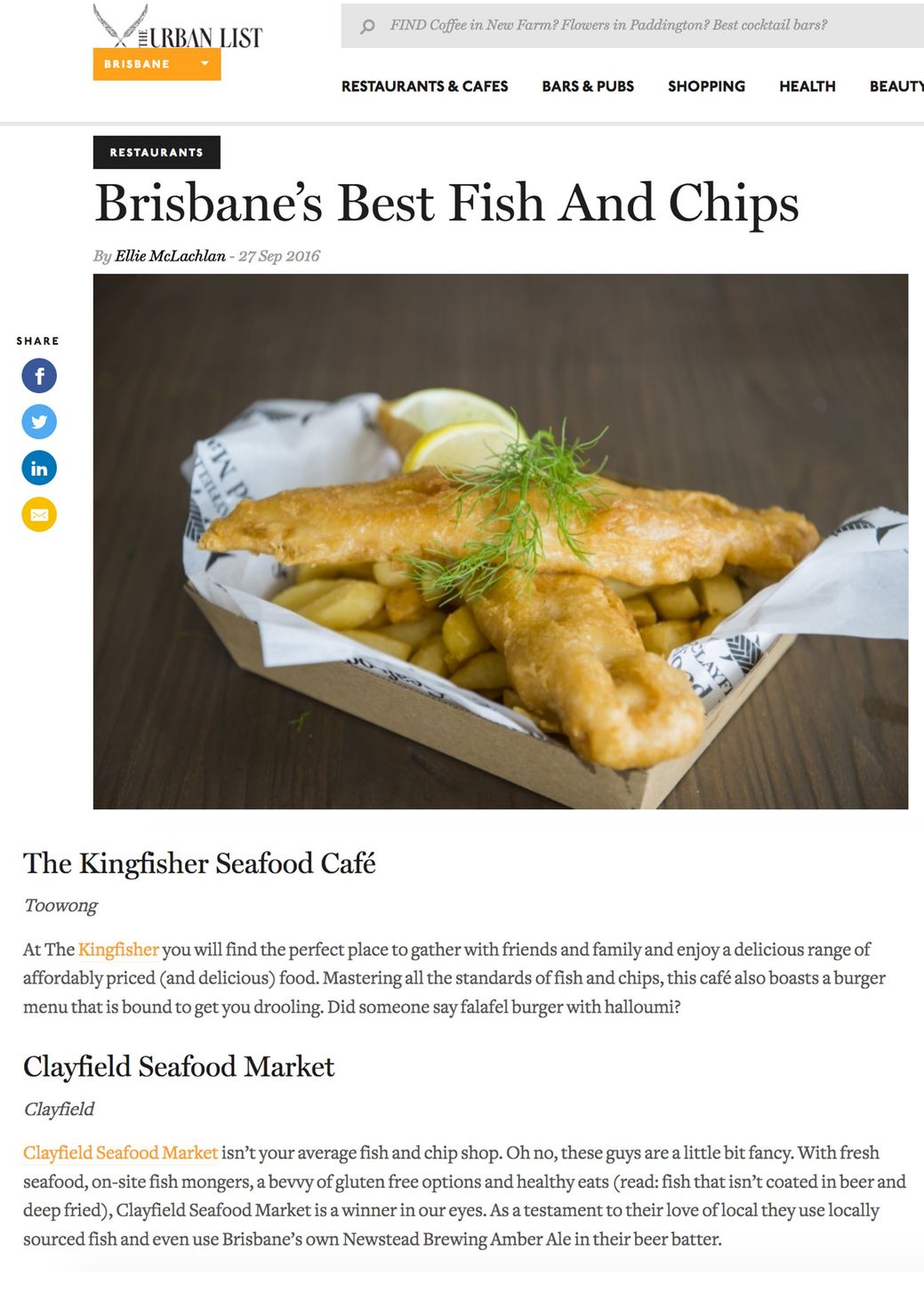 awarded best fish and chips in Brisbane