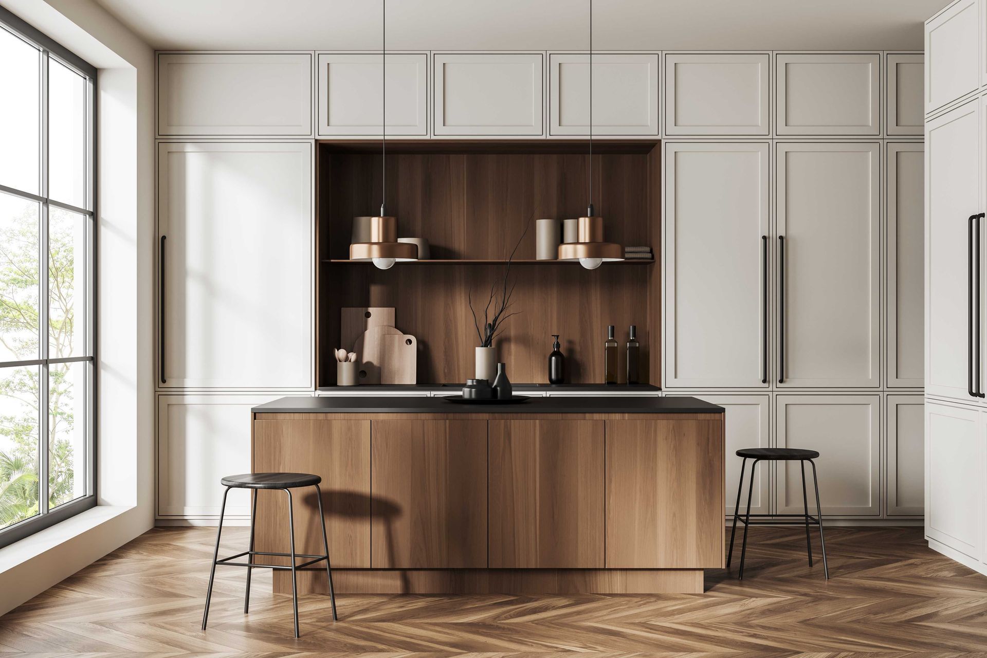 Beautiful new cabinets in a kitchen