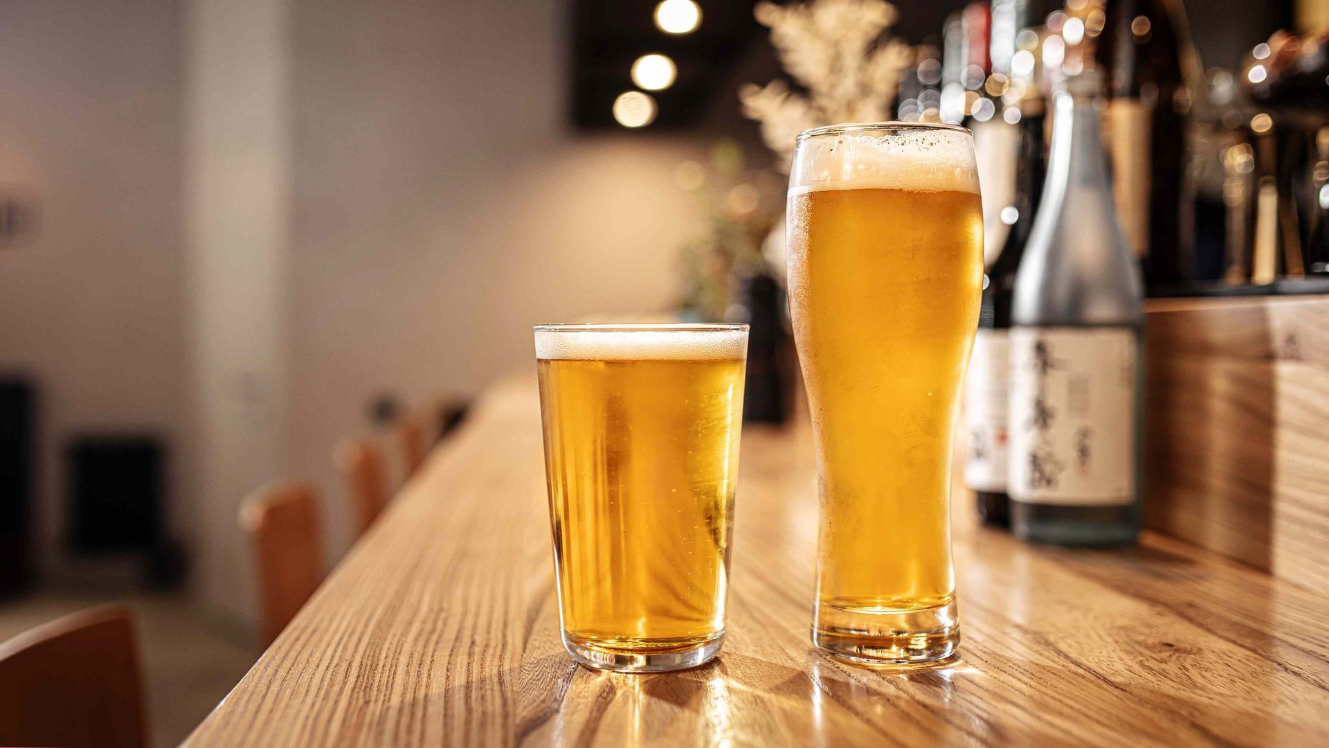 Home bar picture with beer glasses