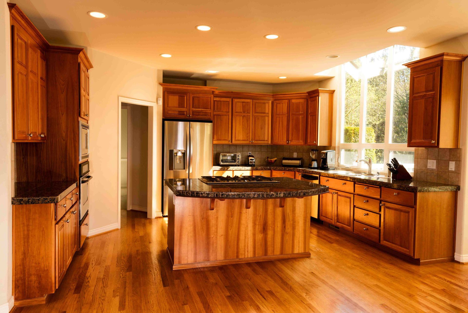 Newly installed kitchen cabinets
