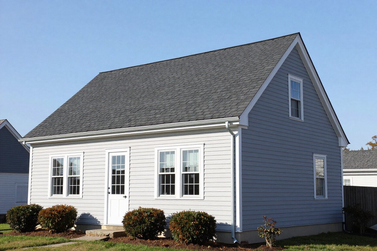 Completed exterior project: new siding, windows, and gutters on a New England home