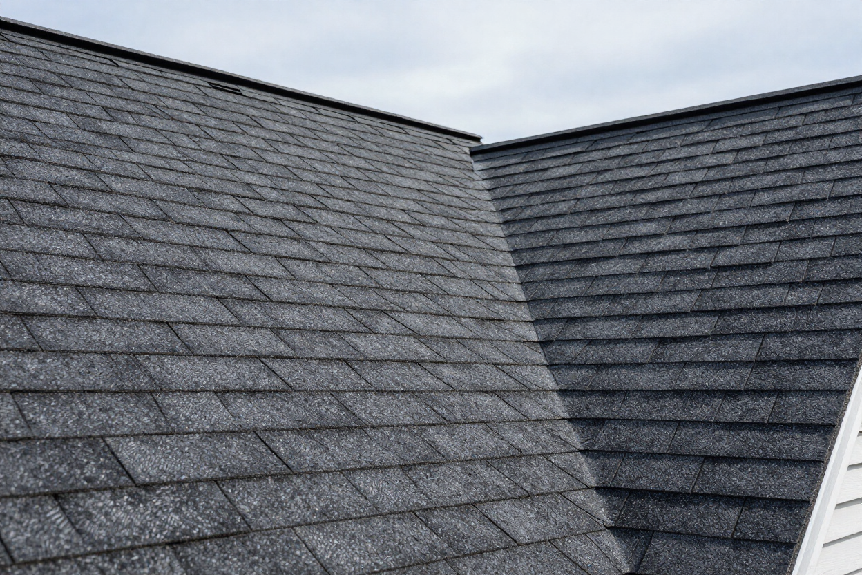 Asphalt shingles on New England home
