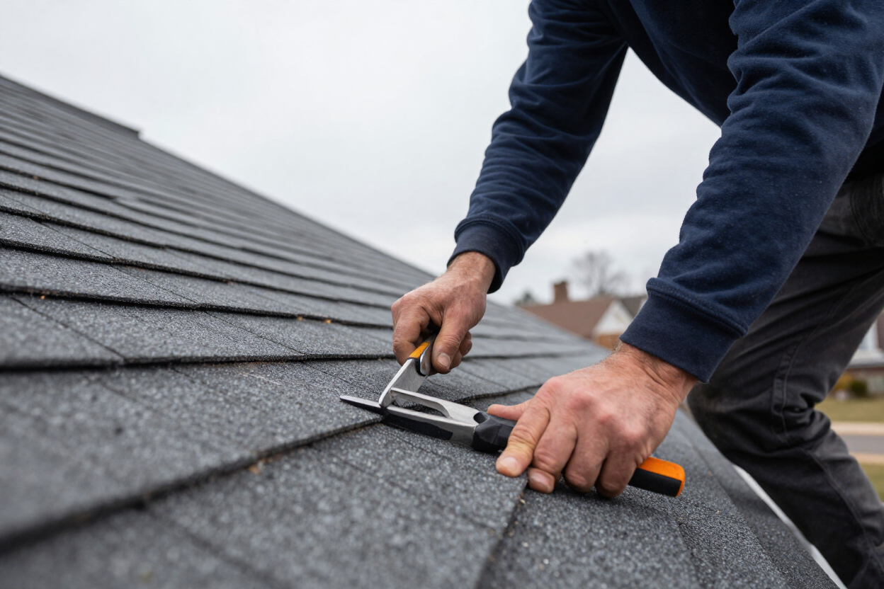 RodyBen7 crew member repairing residential roof shingles