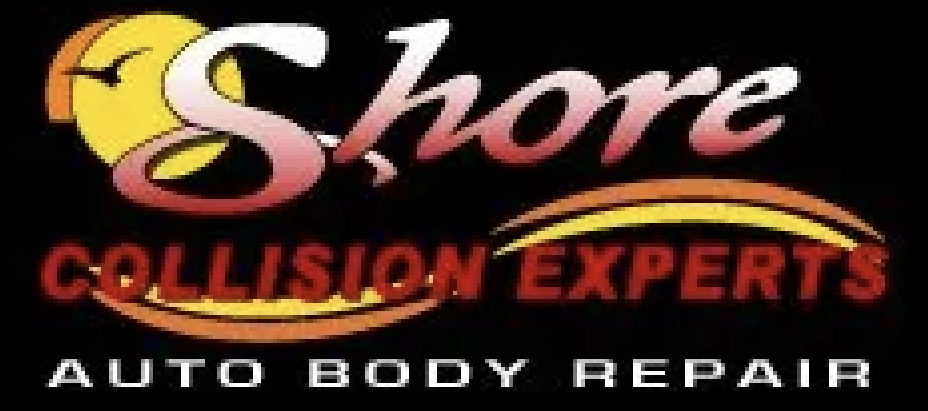The logo for shore collision experts auto body repair