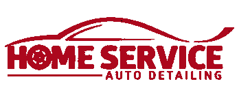 Red logo with car outline and text 