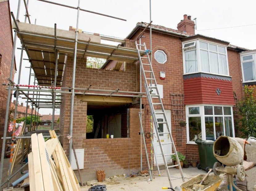 Derbyshire Specialists Group double storey extension being built in Derby
