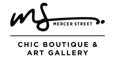 White logo for “MARCELA STREET” above “CIVIC, BOUTIQUE & ART GALLERY” on a light background