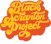 Black Scranton Project logo in orange and yellow, text on a burst background.