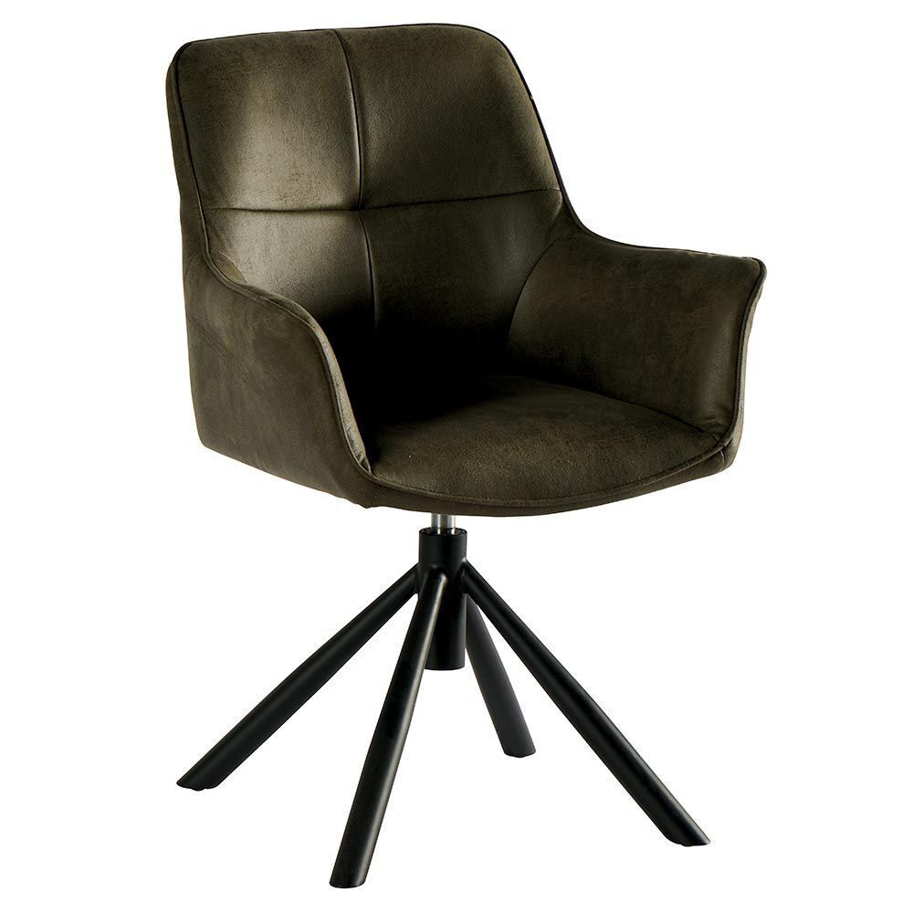 Une chaise marron avec des pieds noirs sur fond blanc