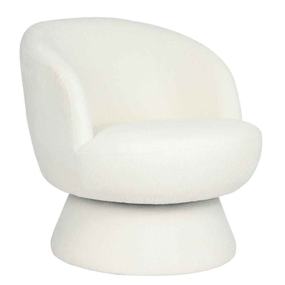 Fauteuil pivotant brun rougeâtre avec dossier et assise arrondis, sur un socle conique.