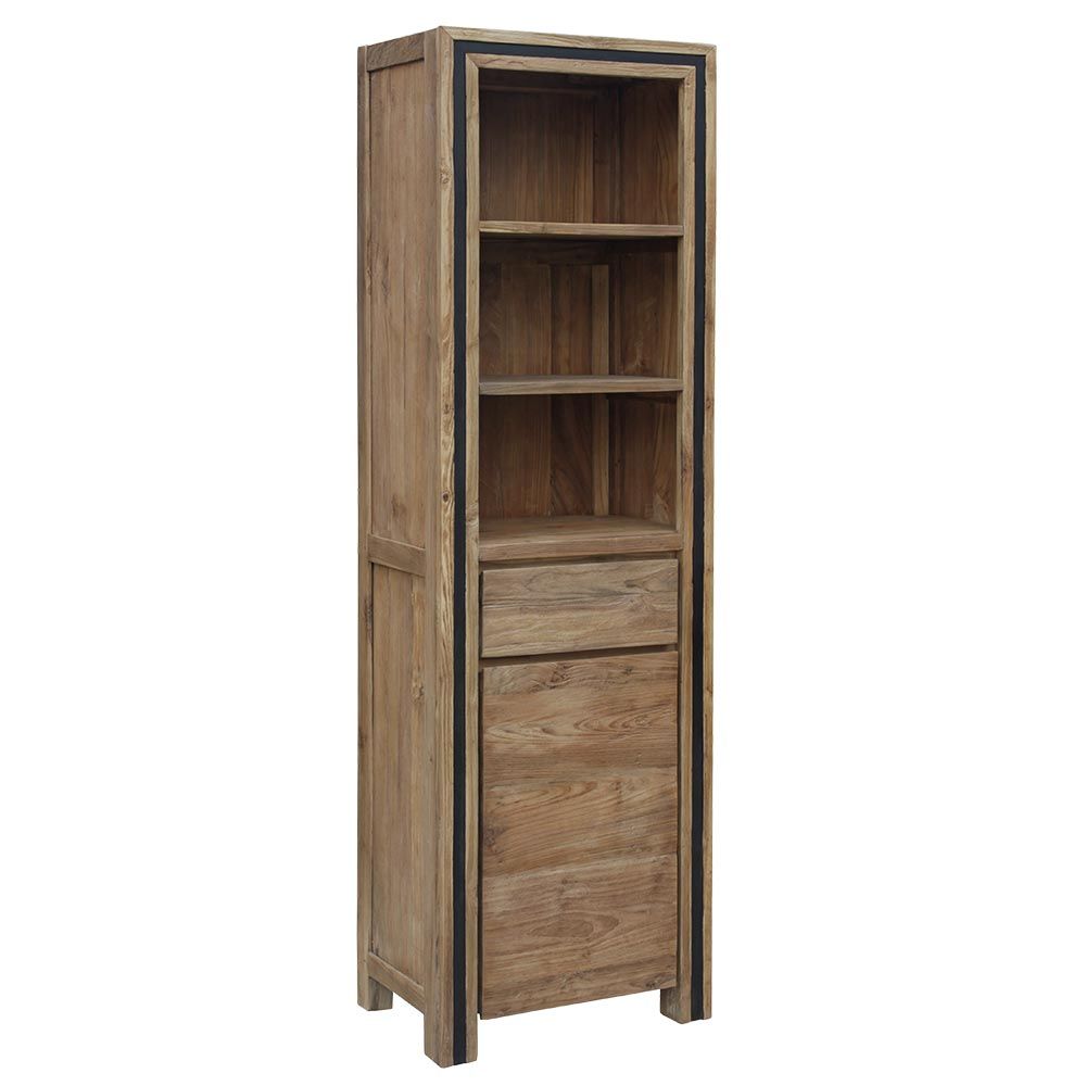 Salon moderne avec télévision murale, console et meuble en bois, canapé beige et plantes luxuriantes