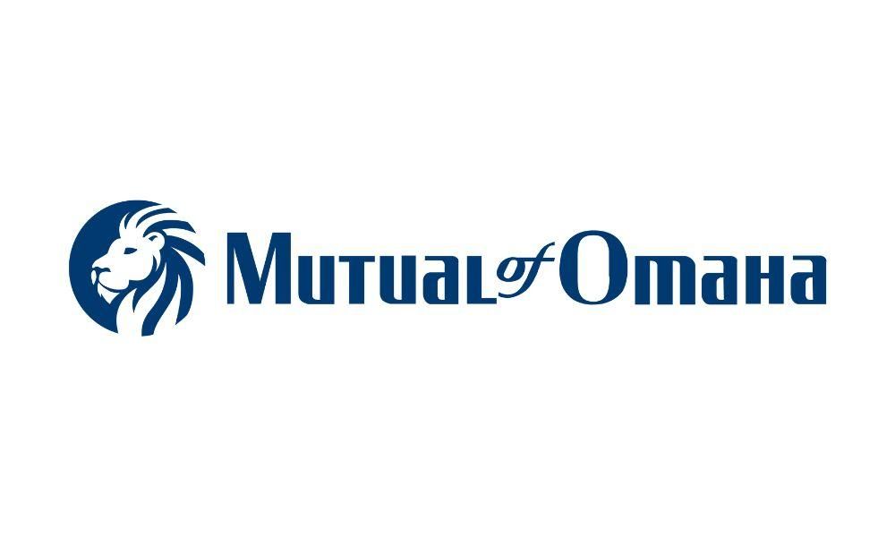 Mutual of Omaha logo with a blue lion icon and blue text on a white background