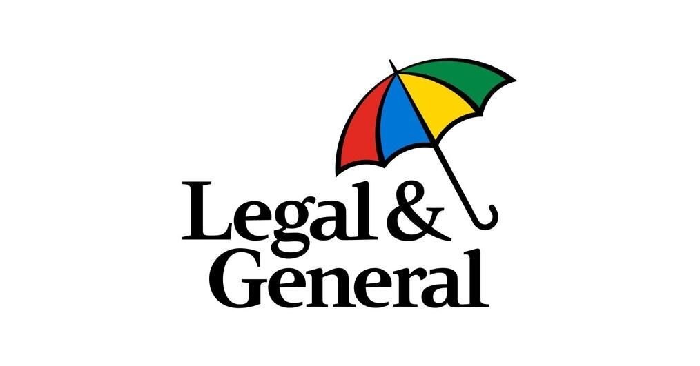 Legal & General logo with a colorful umbrella icon above black text