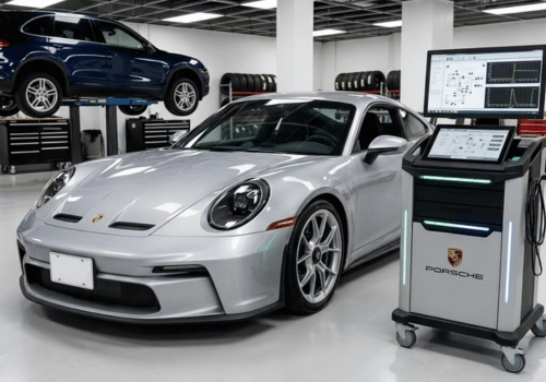 Porsche connected to factory-level diagnostic equipment at Autos of Europe, Manchester MO
