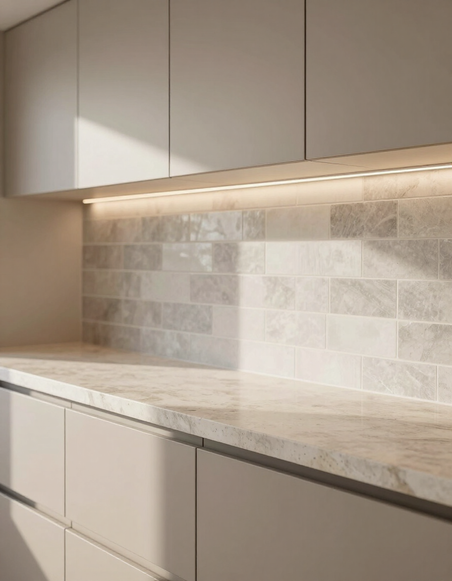 Modern kitchen renovation with stone benchtop and quality cabinetry