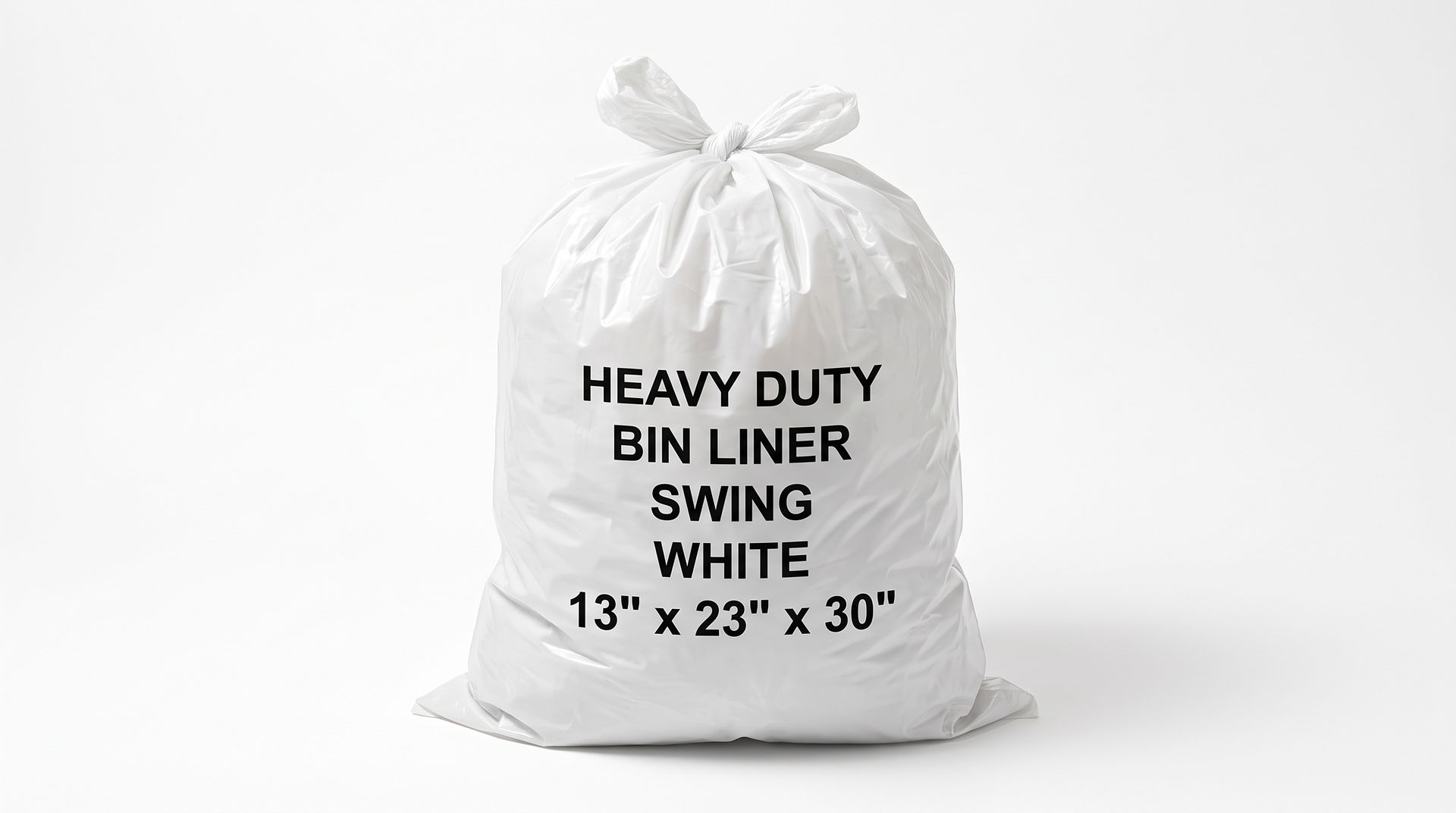 White heavy-duty bin liner swing trash bag, 13