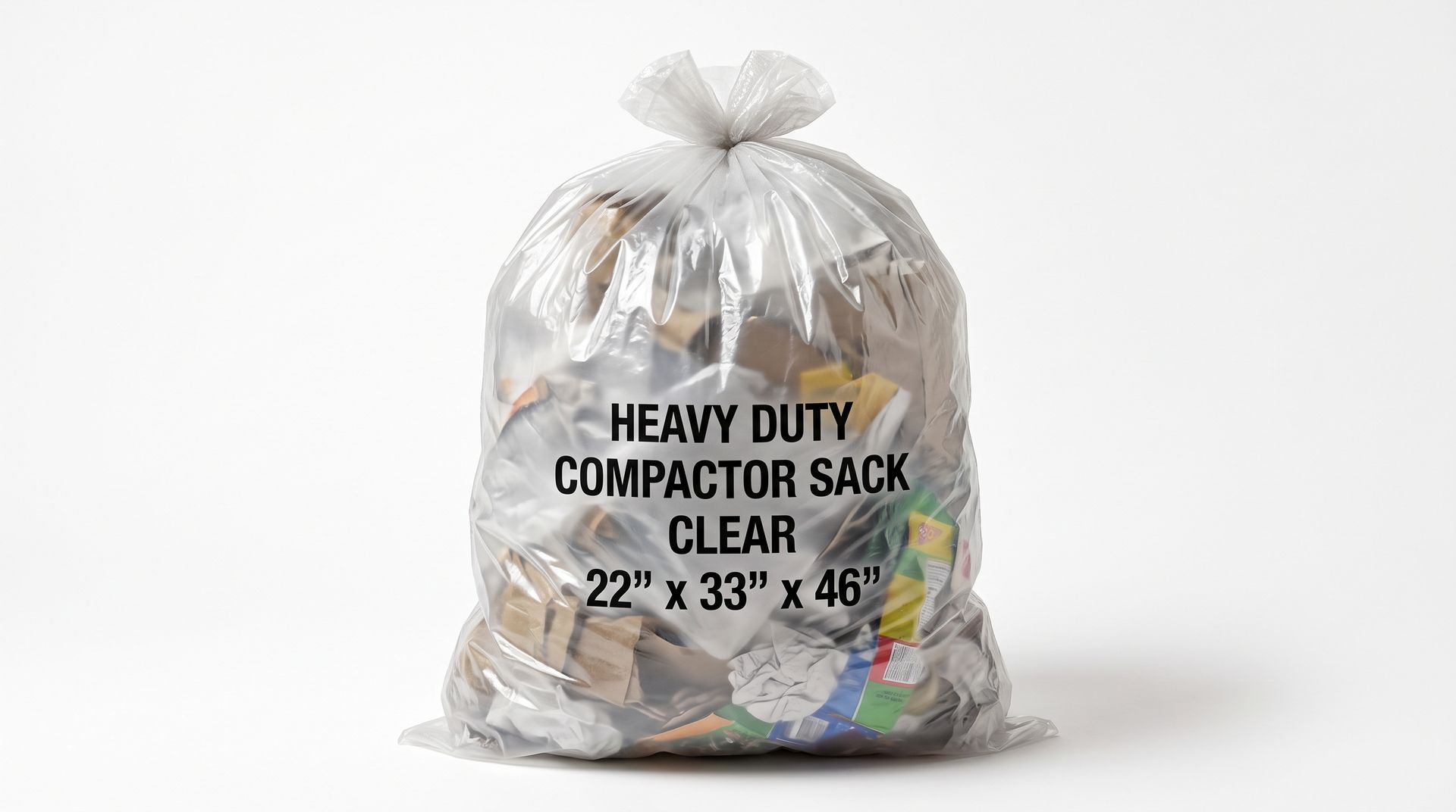 Clear heavy-duty compactor sack, 22