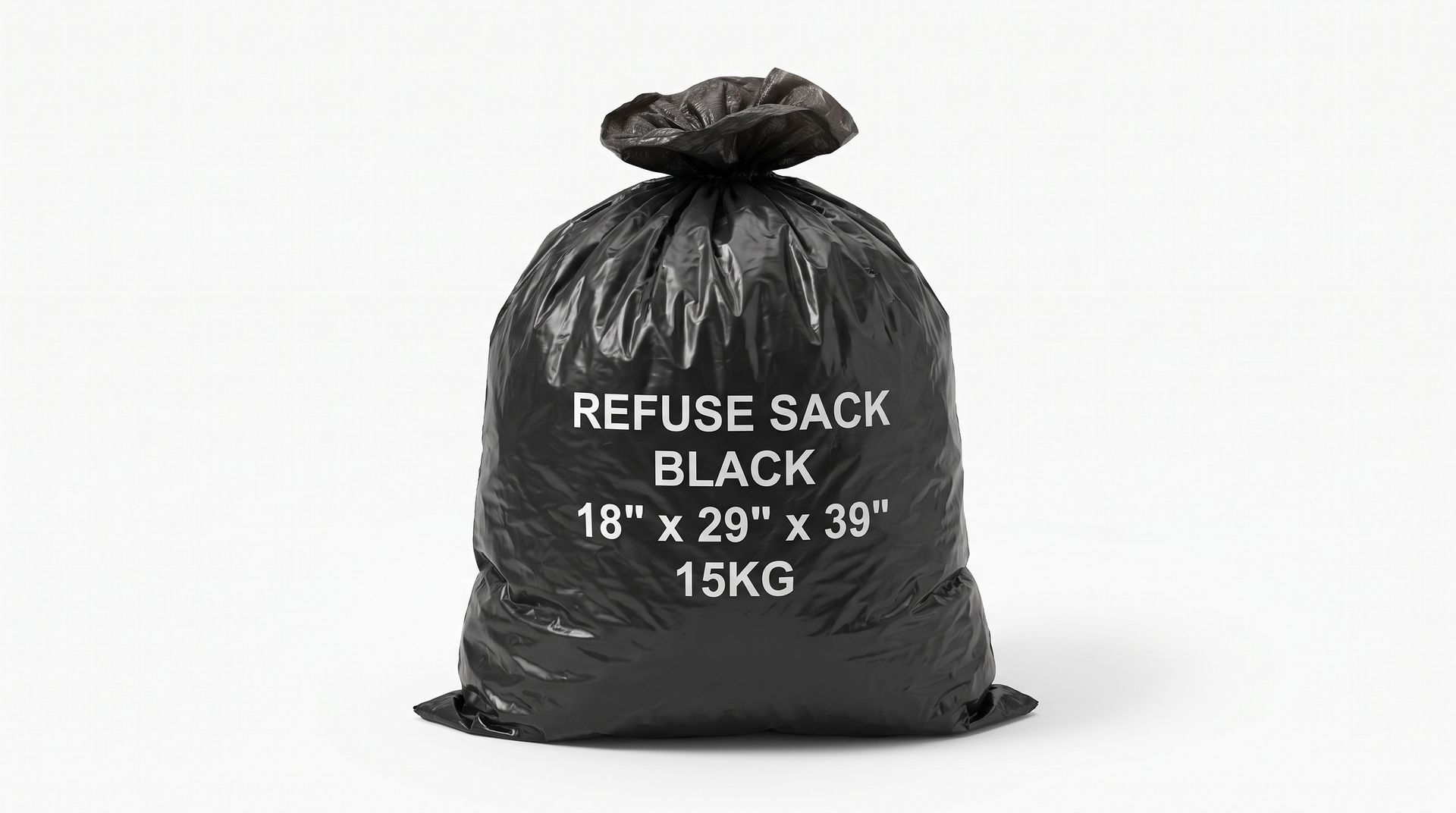 Black refuse sack bag labeled 18
