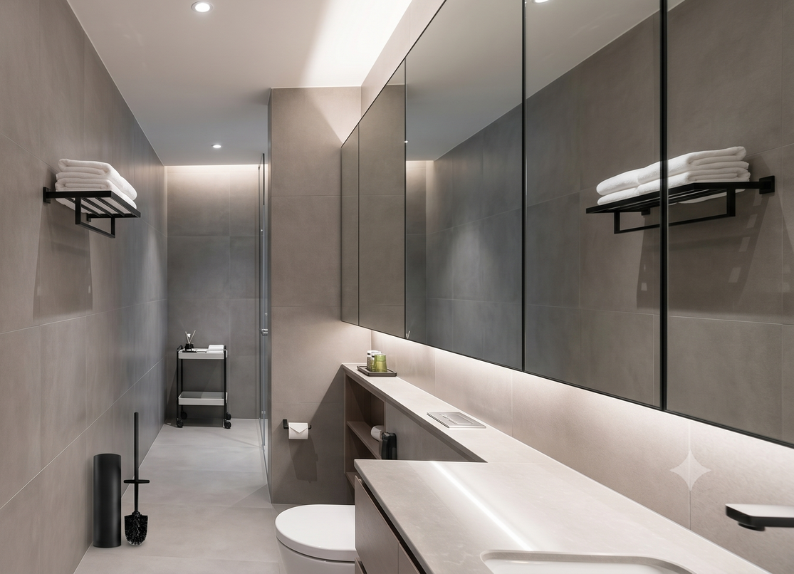 Luxurious hotel lobby with hotel guest luggage locker, marble floors, chandeliers, seating areas, and tall arched windows