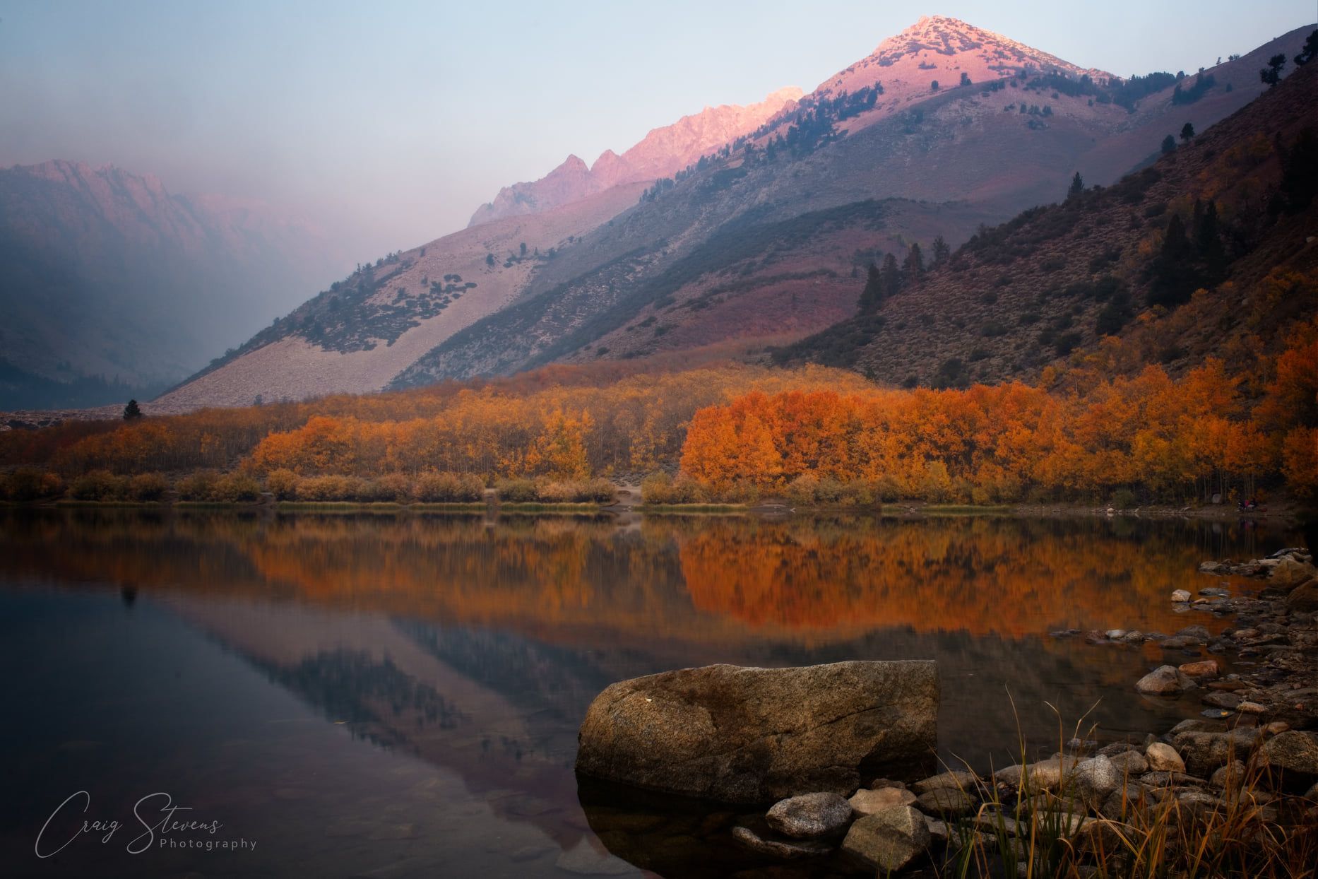 Snow-dusted Mountain Reflected in a Calm Lake at Sunset — Craig Stevens Photography in Sydney, NSW