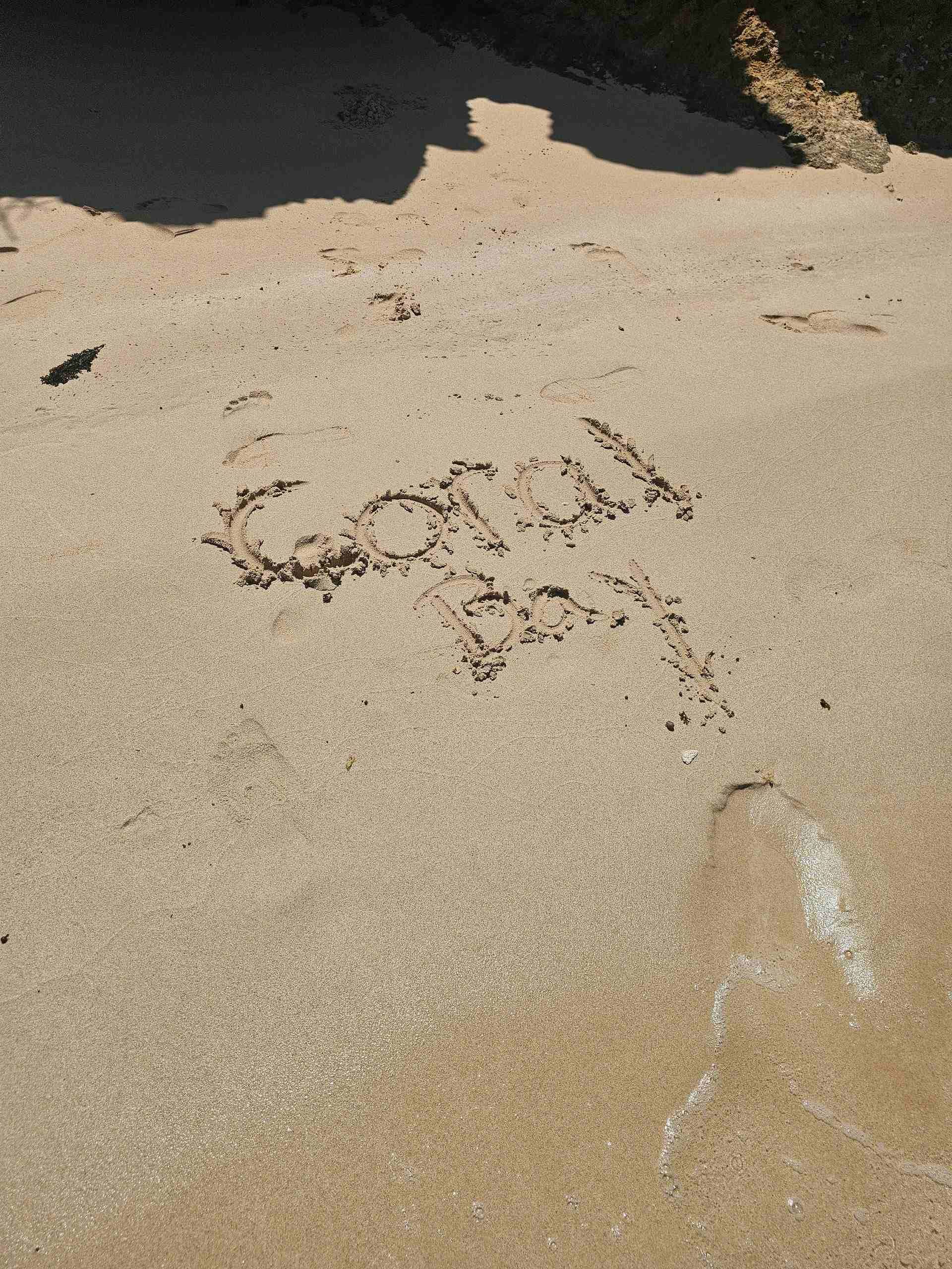 A Written In The Sand Near The Shoreline — Craig Stevens Photography in Pearl Beach, NSW