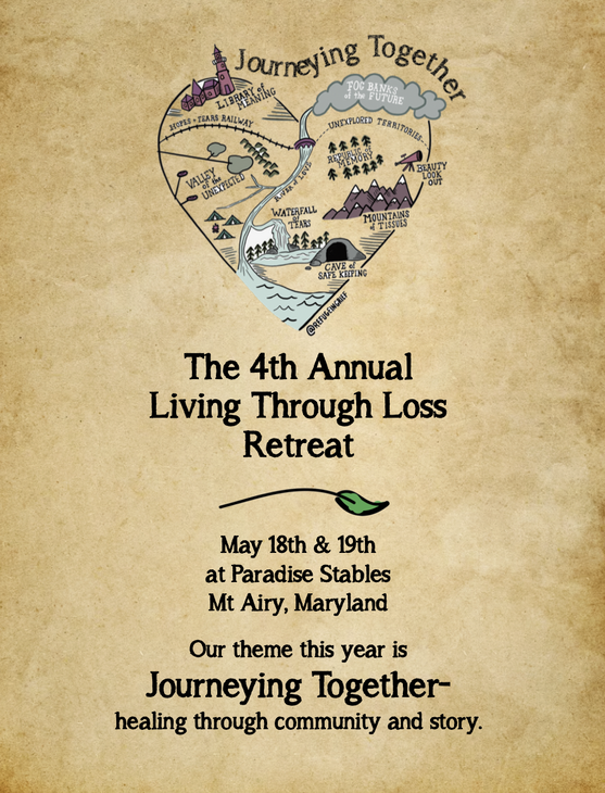A poster for the 4th annual living through loss retreat
