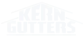 Logo for Kern Gutters, white text on a white background with a house-like shape above.