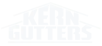 Logo for Kern Gutters, white text on a white background with a house-like shape above.