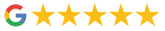 Google logo with five gold stars, indicating a 5-star rating