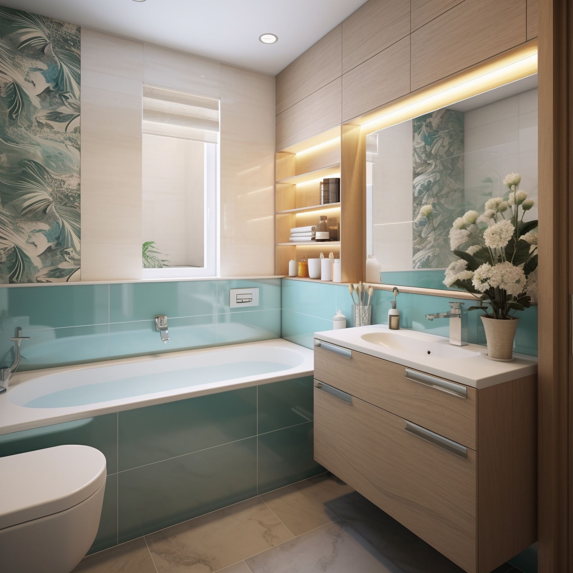 A bathroom with a toilet a sink and a bathtub