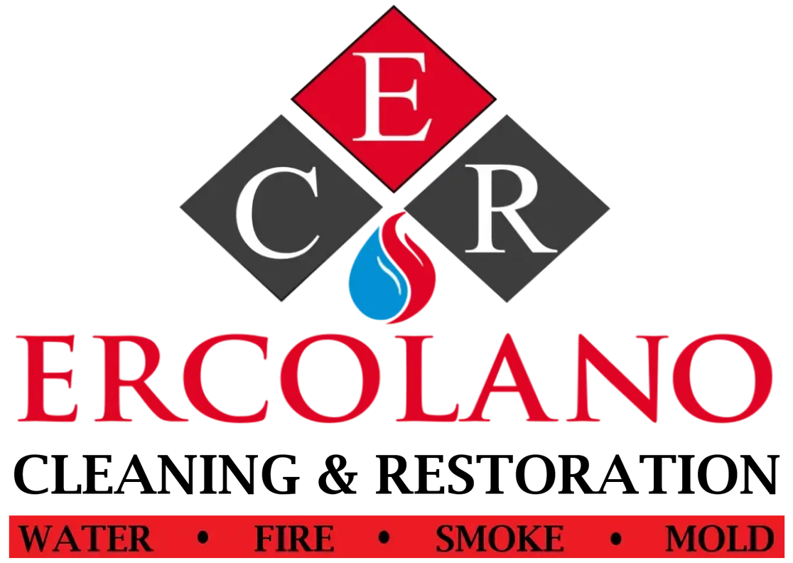 A logo for a company called ercolano cleaning and restoration