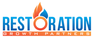 The logo for restoration growth partners shows a flame and a drop of water.