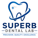 Blue tooth-shaped logo with an S and the text “Superb Dental Lab”