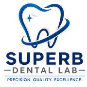 Blue tooth-shaped logo with an S and the text “Superb Dental Lab”