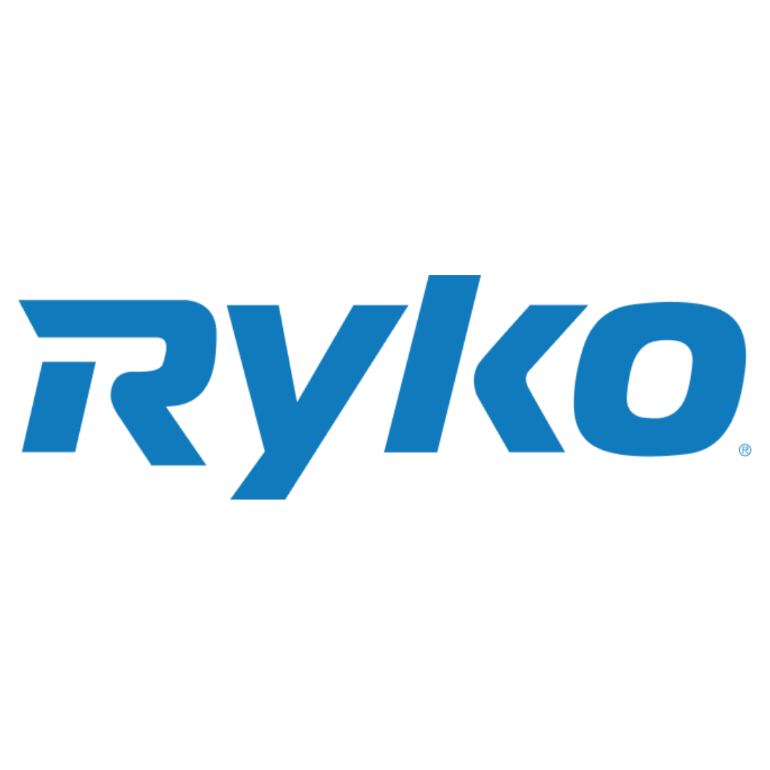 a blue logo for ryko on a white background