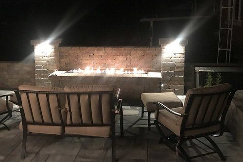Couch in front of fireplace — Jasper, IA — Dubois Co. Block & Brick Inc.