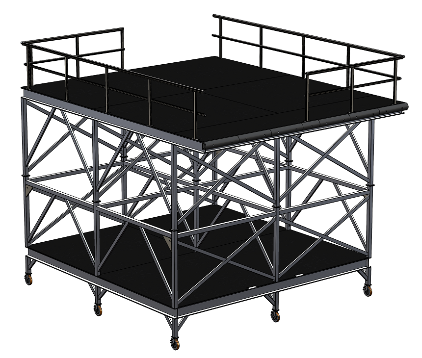 Multipurpose Mobile Working Platform with Wheels for Work at Heights