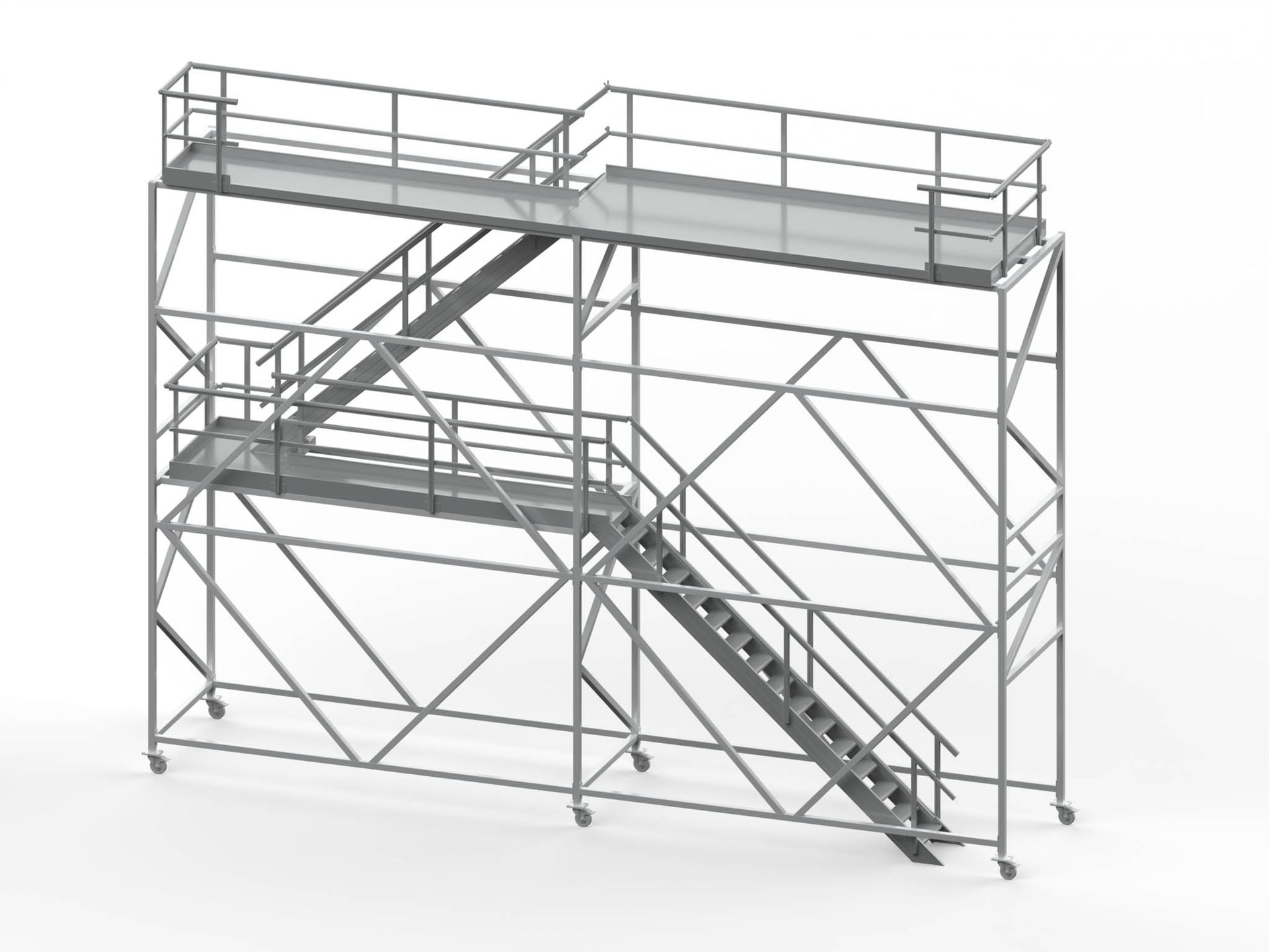 Safe Work Access Platform With Stairs and Guardrails for Industrial Use 