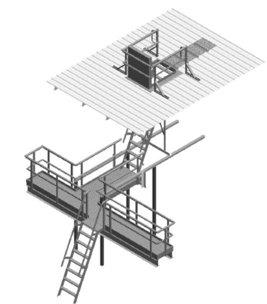 Custom-engineered access platform with a roof hatch for mechanical plant access 