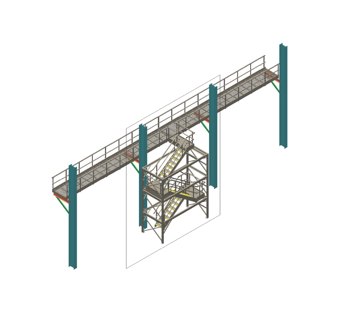 Elevated walkway platform with stair access - height safety load compliance exlained