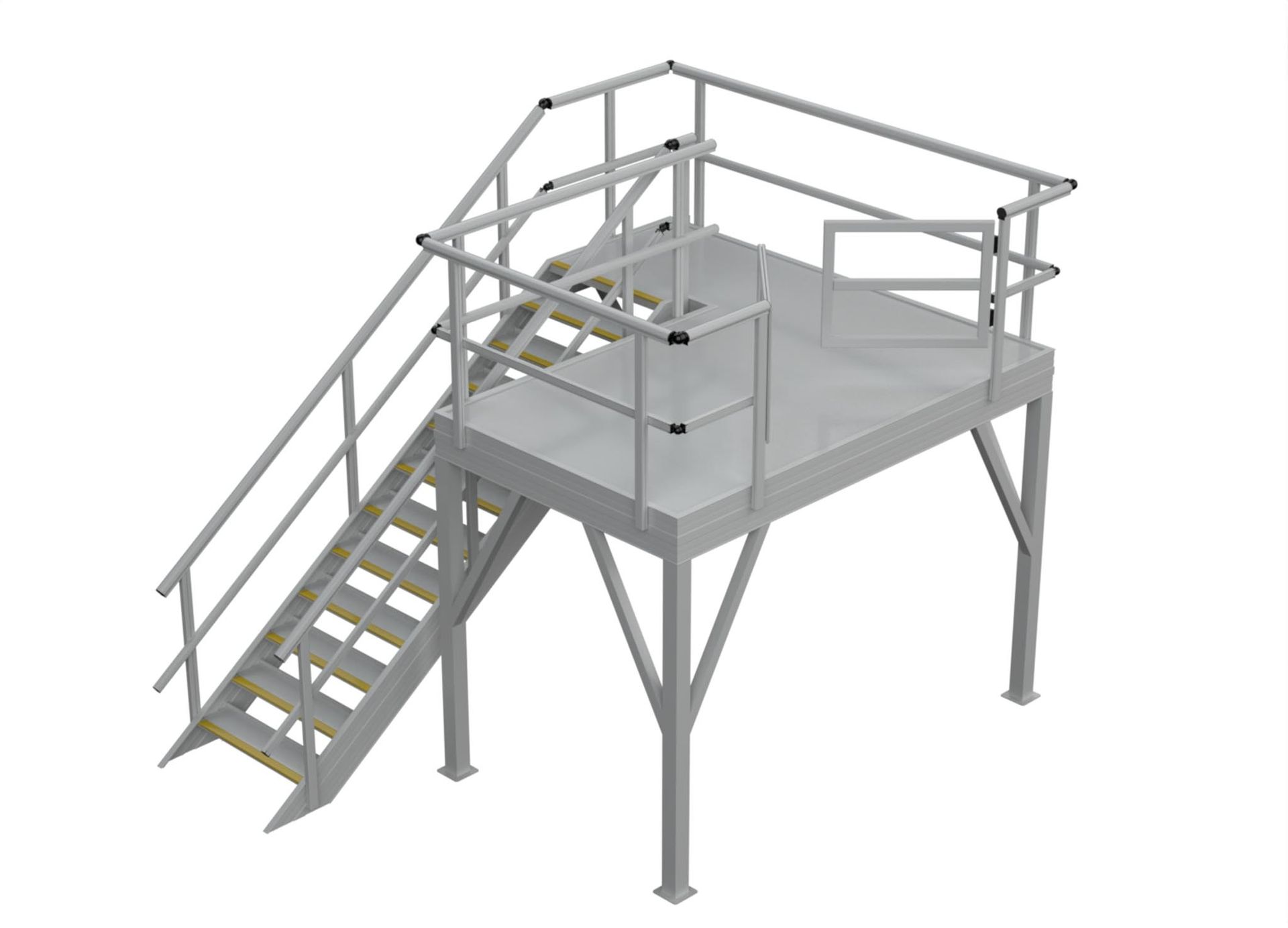 Custom-engineered access platform with a roof hatch for mechanical plant access