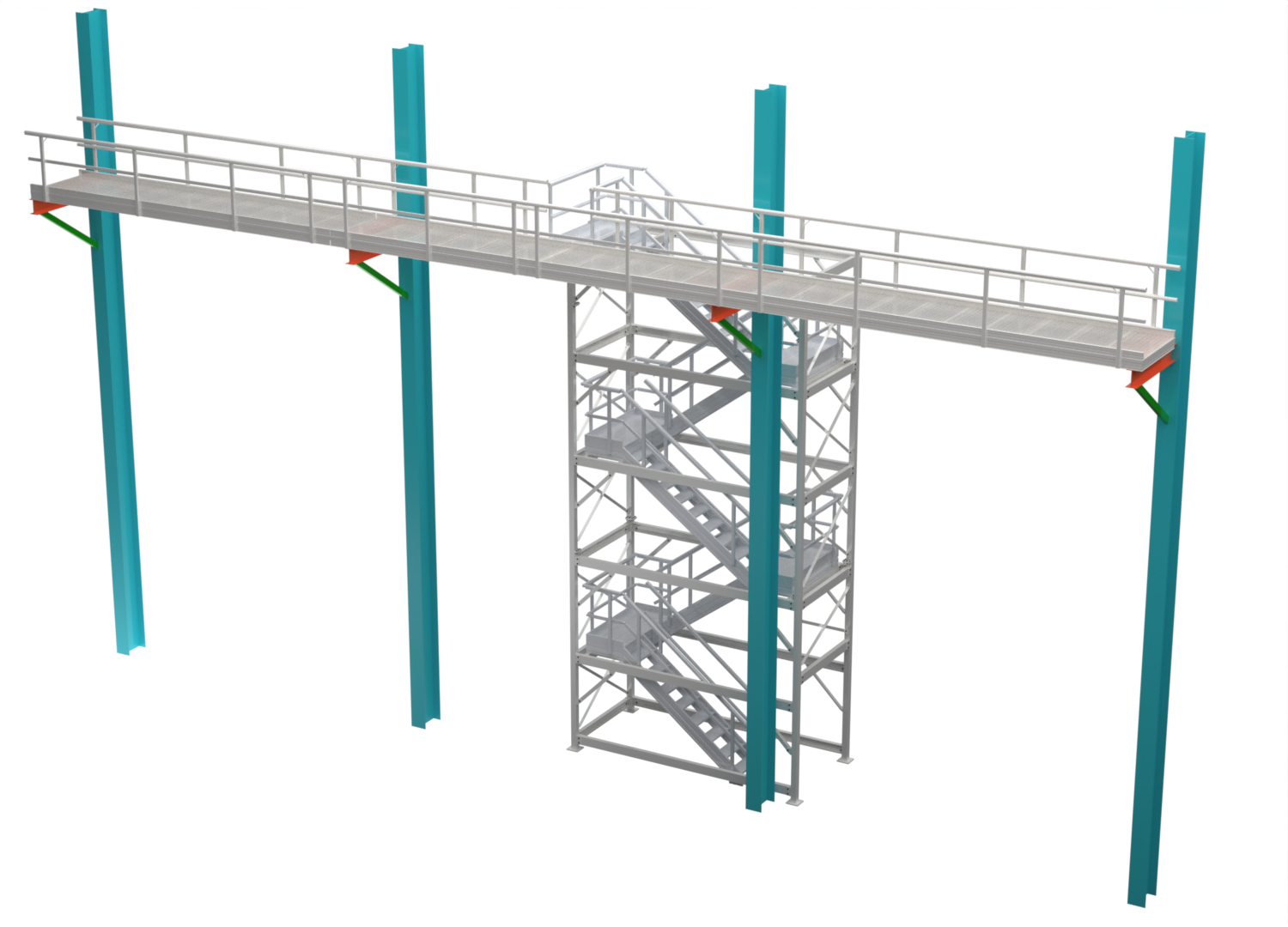 Stair tower and elevated walkway height maintenance access system design, manufacturing, and installation