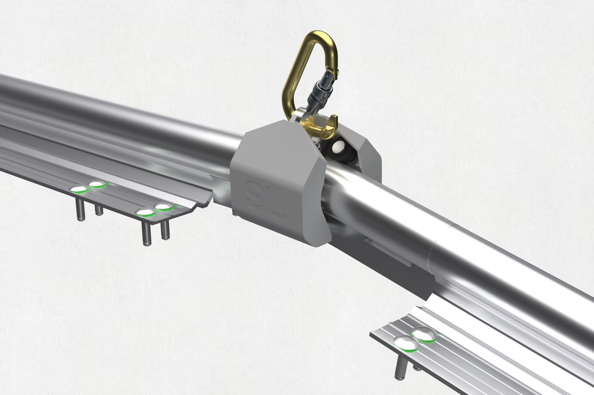 rigid rail for fall arrest