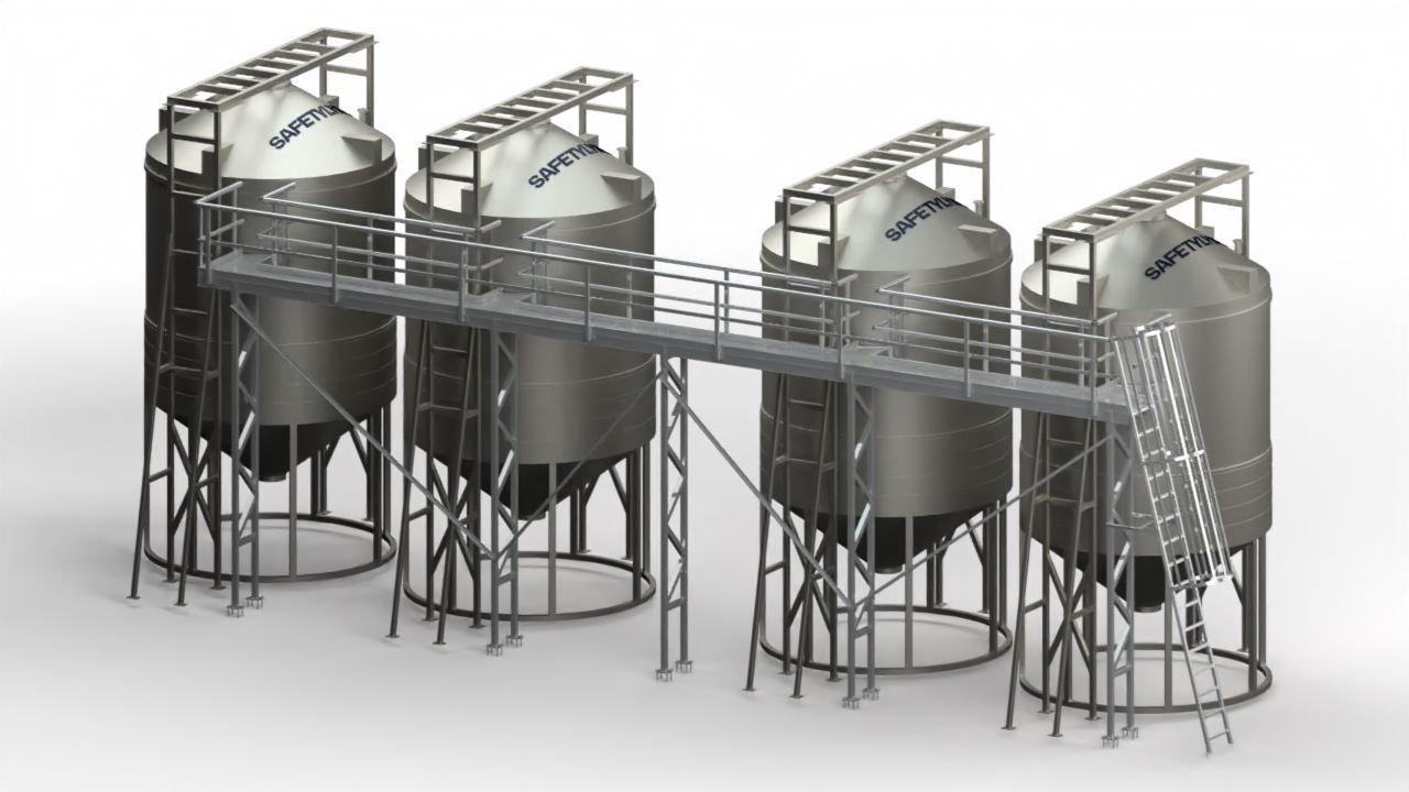 Tank access platforms with stairs and walkways