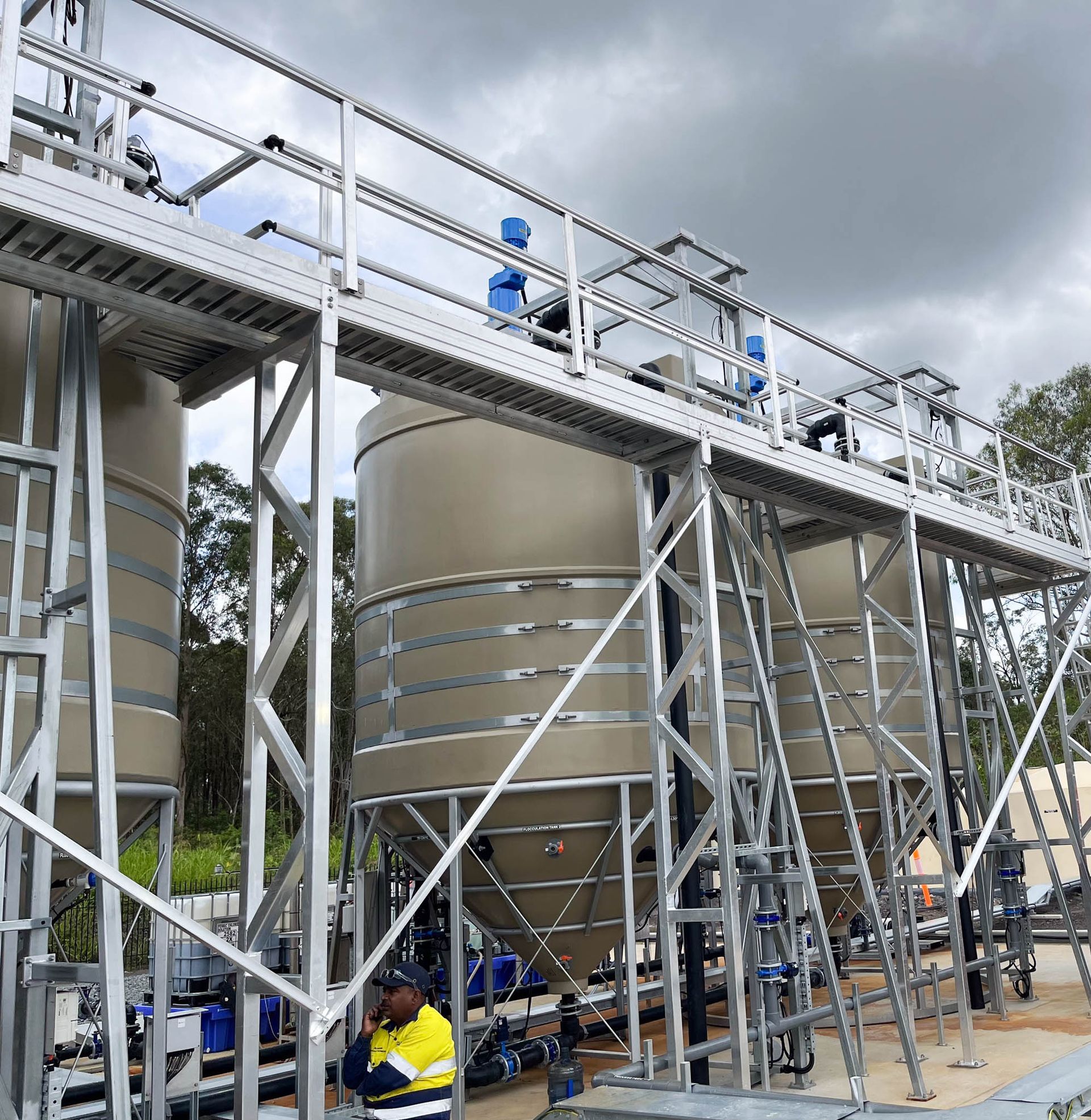 Water treatment custom access platform and elevated wlakway 
